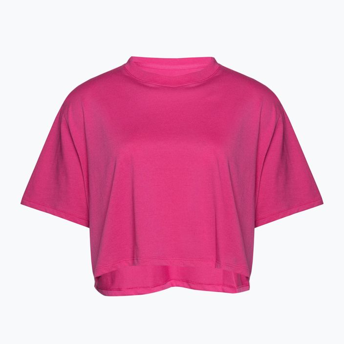 Moteriški treniruočių marškinėliai Under Armour Campus Boxy Crop astro pink/black