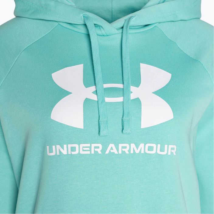 "Under Armour" moteriški "Rival Fleece Big Logo Hoody" radialinis turkio/baltos spalvos džemperis 6