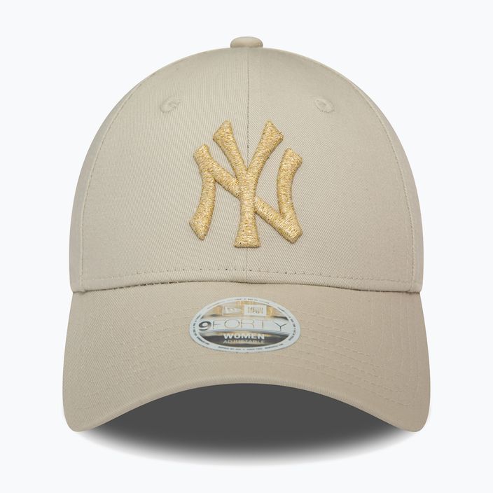 Moterų New Era Metallic Logo 9Forty New York Yankees beisbolo kepuraitė šviesiai smėlio spalvos 2