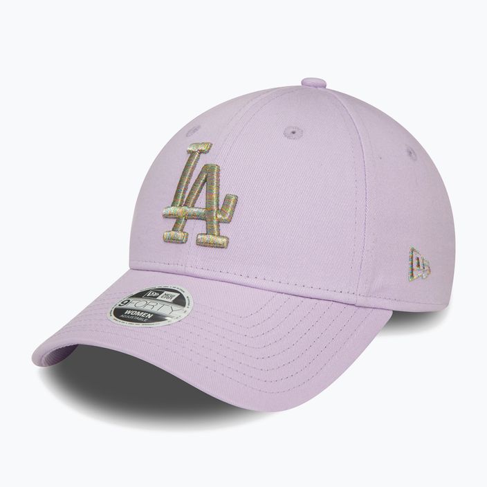 Moterų New Era Metallic Logo 9Forty Los Angeles Dodgers beisbolo kepuraitė pastelinės violetinės spalvos