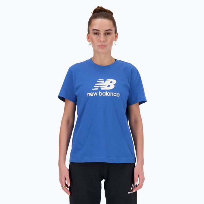 Moteriški marškinėliai New Balance Jersey Stacked Logo T-Shirt blueagat