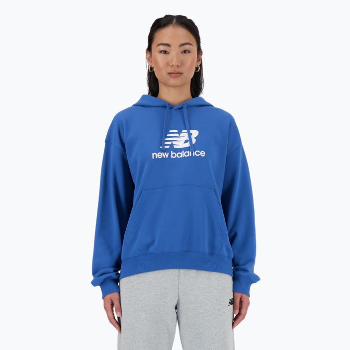 Moteriškas džemperis New Balance French Terry Stacked Logo Hoodie blueagat