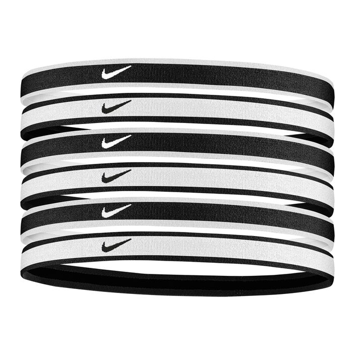 Nike Tipped Swoosh Sport 2.0 galvos juostos 6 vnt. juodai baltos spalvos N1002021-176 2