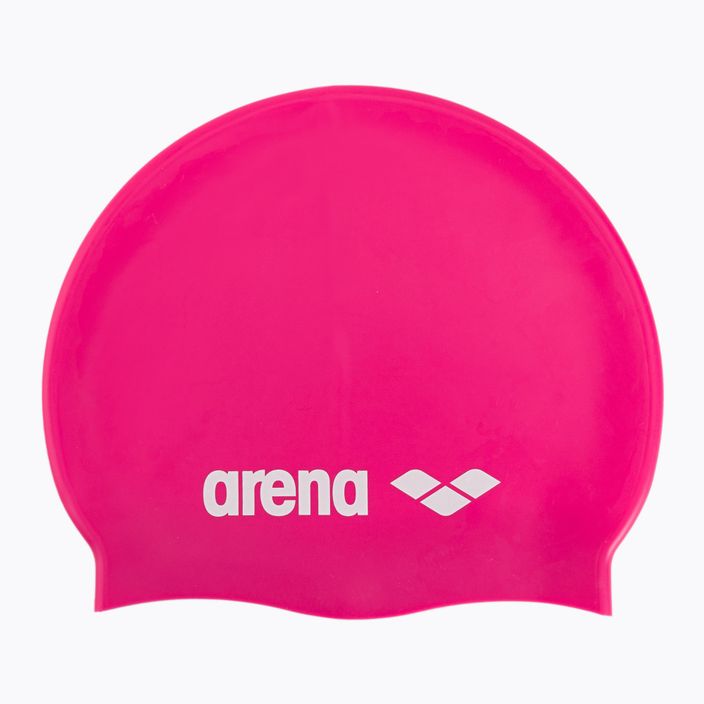 Arena Classic silikoninė fuksijos/baltos spalvos plaukimo kepuraitė