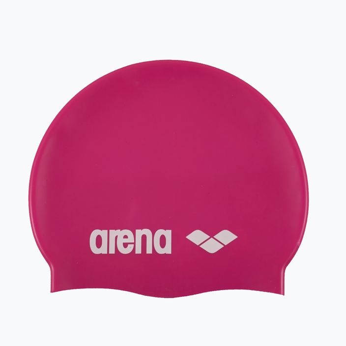 Arena Classic silikoninė fuksijos/baltos spalvos plaukimo kepuraitė 2