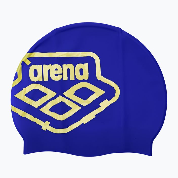 Arena Icons Team Stripe maudymosi kepuraitė neon blue/butter
