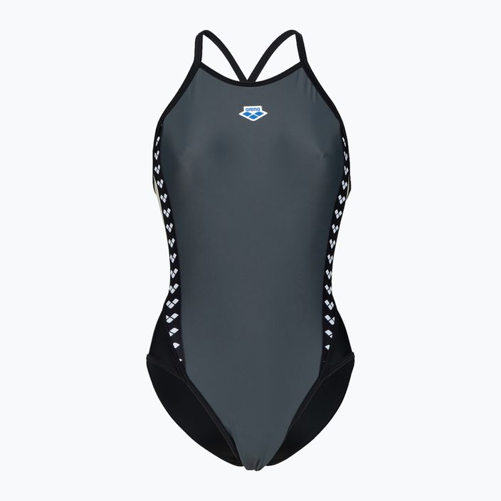 Moteriškas vientisas maudymosi kostiumėlis arena Icons Fast Back Panel asfaltas/juoda/balta/juoda 5