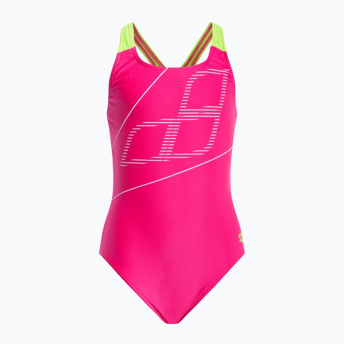 Vaikiškas vientisas maudymosi kostiumėlis arena Swim Pro Back Logo freak rose/soft green