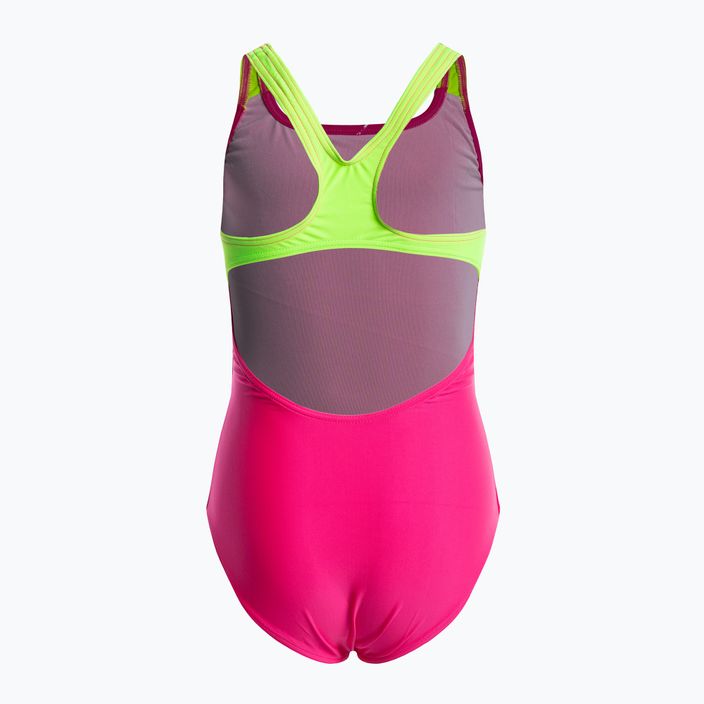 Vaikiškas vientisas maudymosi kostiumėlis arena Swim Pro Back Logo freak rose/soft green 2
