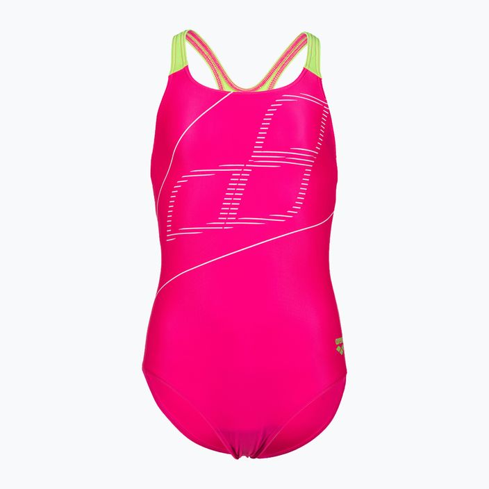 Vaikiškas vientisas maudymosi kostiumėlis arena Swim Pro Back Logo freak rose/soft green 4