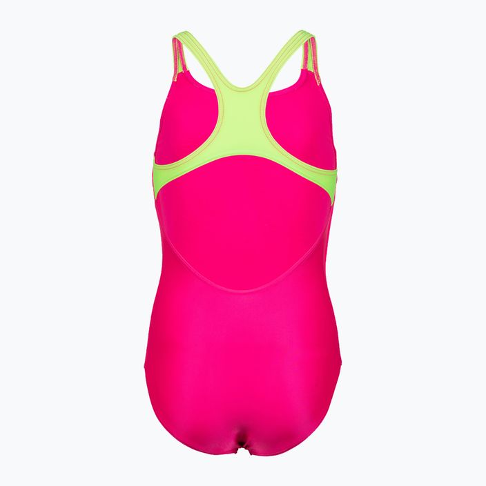 Vaikiškas vientisas maudymosi kostiumėlis arena Swim Pro Back Logo freak rose/soft green 5