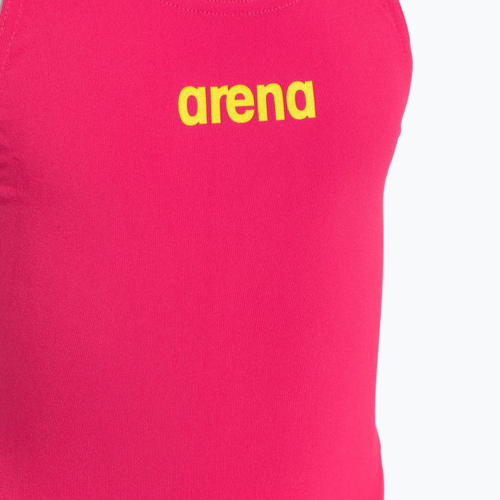 Arena Team Swim Tech Solid freak rose/soft green vaikiškas vientisas maudymosi kostiumėlis 3