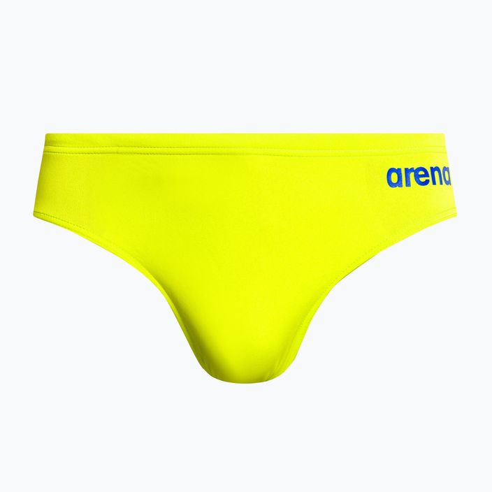 Vyriškos Arena Team Swim Briefs vienspalvės švelniai žalios/neoninės mėlynos spalvos kelnaitės