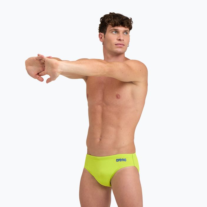 Vyriškos Arena Team Swim Briefs vienspalvės švelniai žalios/neoninės mėlynos spalvos kelnaitės 4