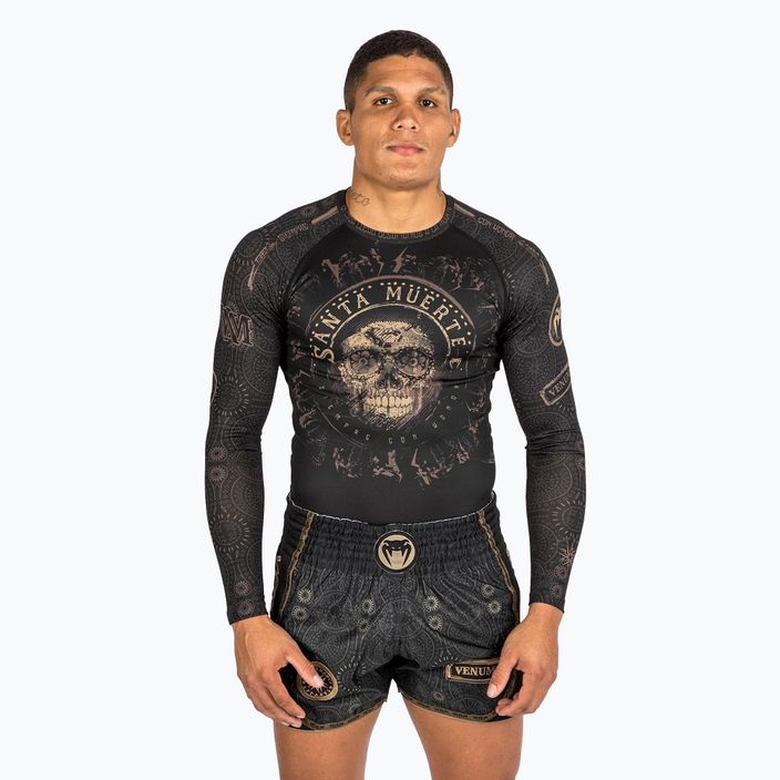 Rashguard vyriški marškinėliai ilgomis rankovėmis Venum Santa Muerte Dark Side black/brown