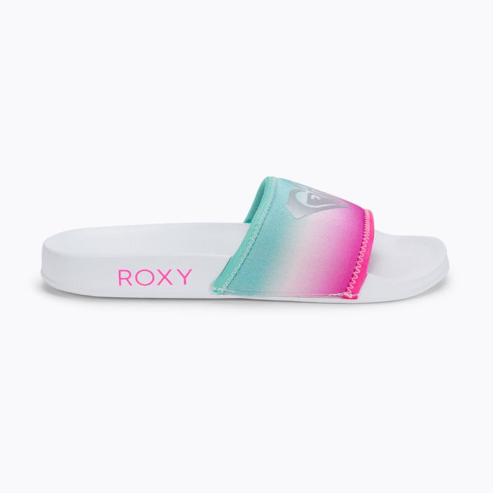 ROXY Slippy Neo G white/crazy pink/turquoise vaikiškos šlepetės 2