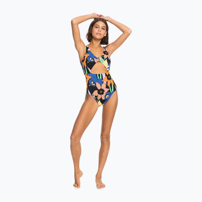 Moteriškas vientisas maudymosi kostiumėlis ROXY Color Jam anthracite flower jammin 8