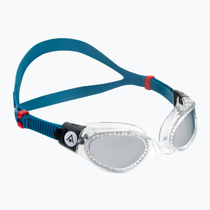 Aquasphere Kaiman skaidrūs/petrolio/veidrodžio sidabro spalvos plaukimo akiniai EP3000098LMS