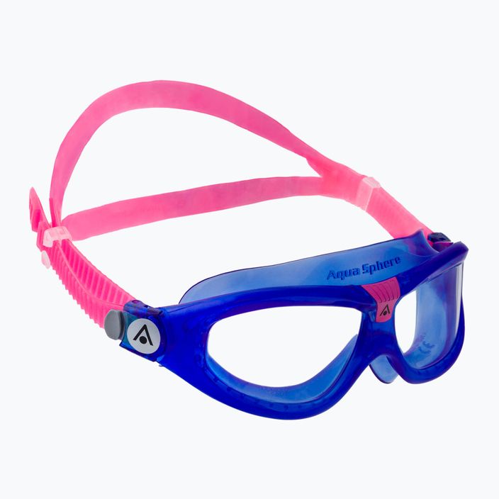 Aquasphere Seal Kid 2 2022 mėlyna/rožinė/skaidri vaikiška plaukimo kaukė