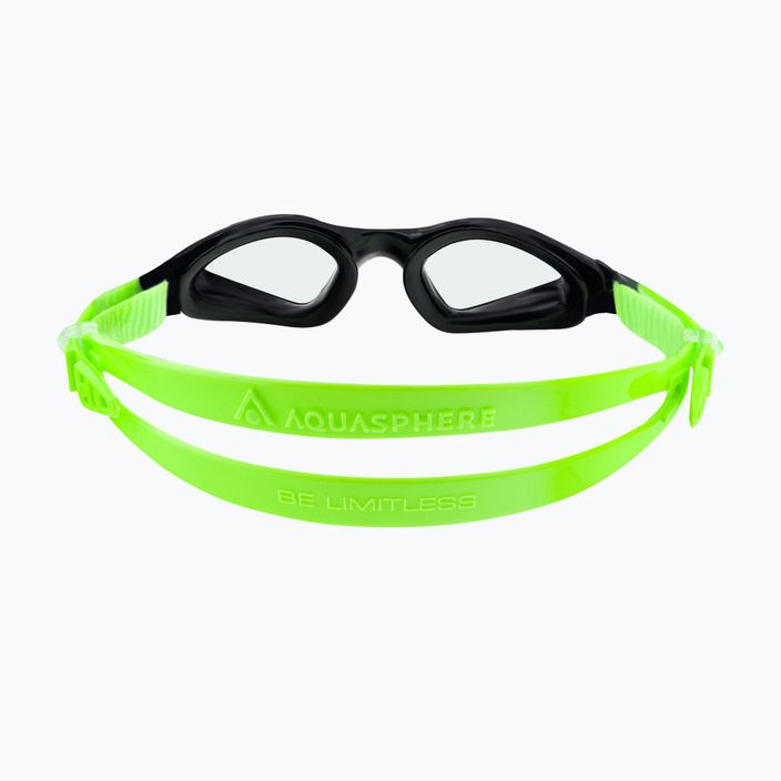 Aquasphere Kayenne 2022 juodi / ryškiai žali / skaidrūs vaikiški plaukimo akiniai 5