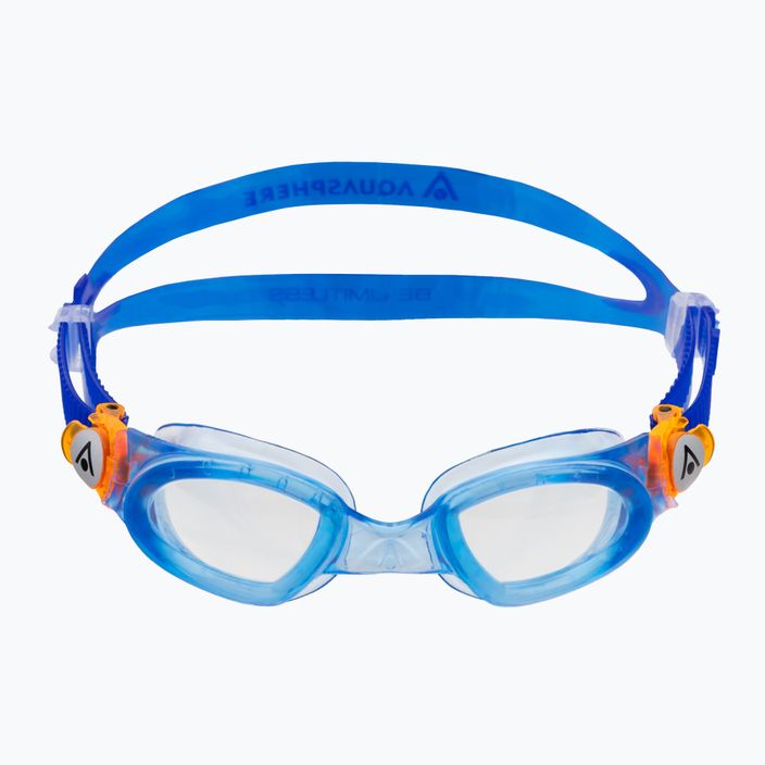 Aquasphere Moby Kid mėlyni/oranžiniai/skaidrūs vaikiški plaukimo akiniai 2