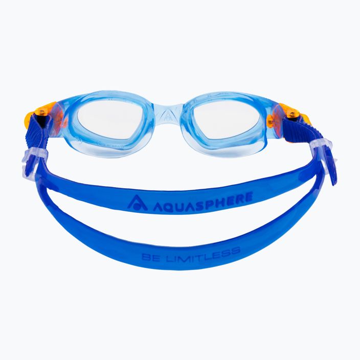 Aquasphere Moby Kid mėlyni/oranžiniai/skaidrūs vaikiški plaukimo akiniai 5