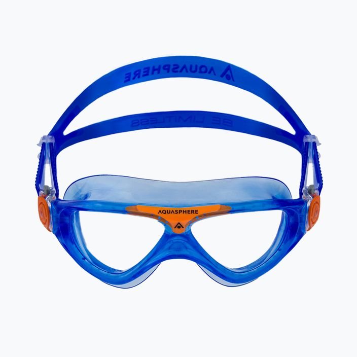 Aquasphere Vista 2022 mėlyna/oranžinė/skaidri vaikiška plaukimo kaukė 2