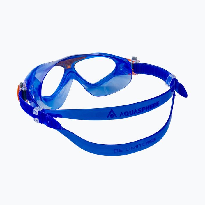 Aquasphere Vista 2022 mėlyna/oranžinė/skaidri vaikiška plaukimo kaukė 4