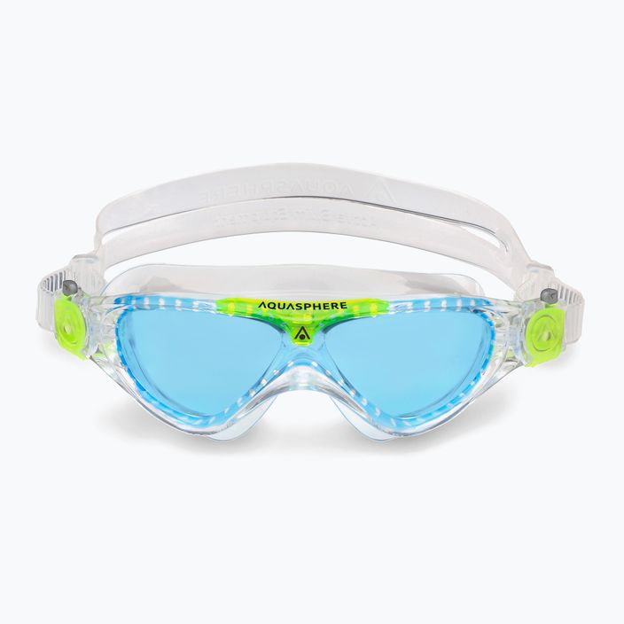 Aquasphere Vista skaidri / ryškiai žalia / mėlyna vaikiška plaukimo kaukė MS5630031LB 7