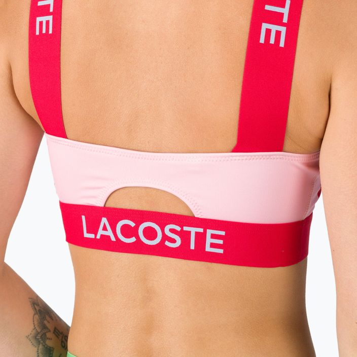 Lacoste rožinės ir raudonos spalvos maudymosi kostiumėlio viršutinė dalis MF3389 4