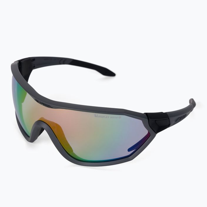 Alpina S-Way VM coal matinės juodos spalvos / vaivorykštinio veidrodžio dviratininkų akiniai 5