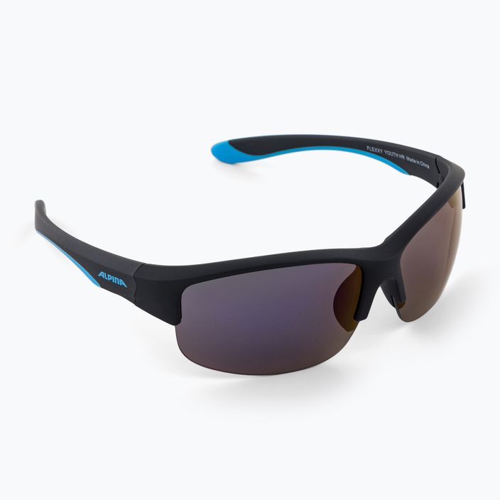 Vaikiški akiniai nuo saulės Alpina Junior Flexxy Youth HR black blue matt/blue mirror