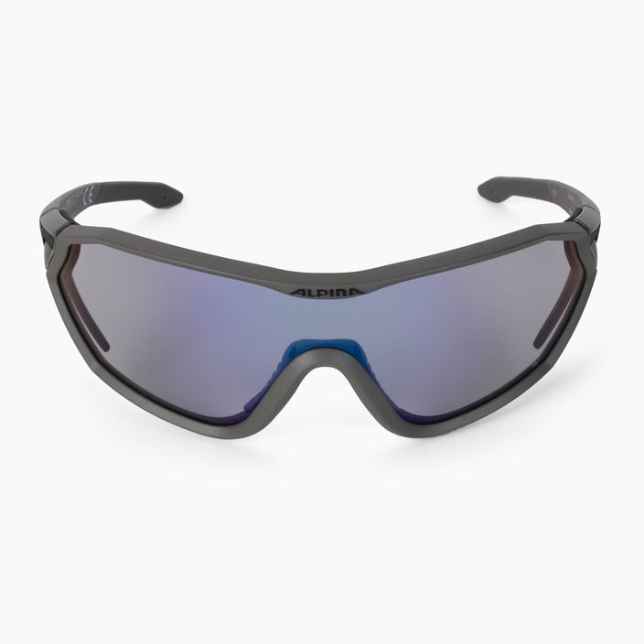 Alpina S-Way VM mėnulio pilkumo matiniai/mėlyni veidrodiniai dviratininkų akiniai 3