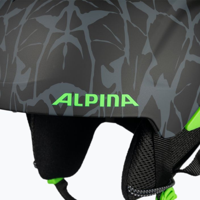 Alpina Pizi vaikiškas slidinėjimo šalmas juodas/žalias kamufliažas matinis 9