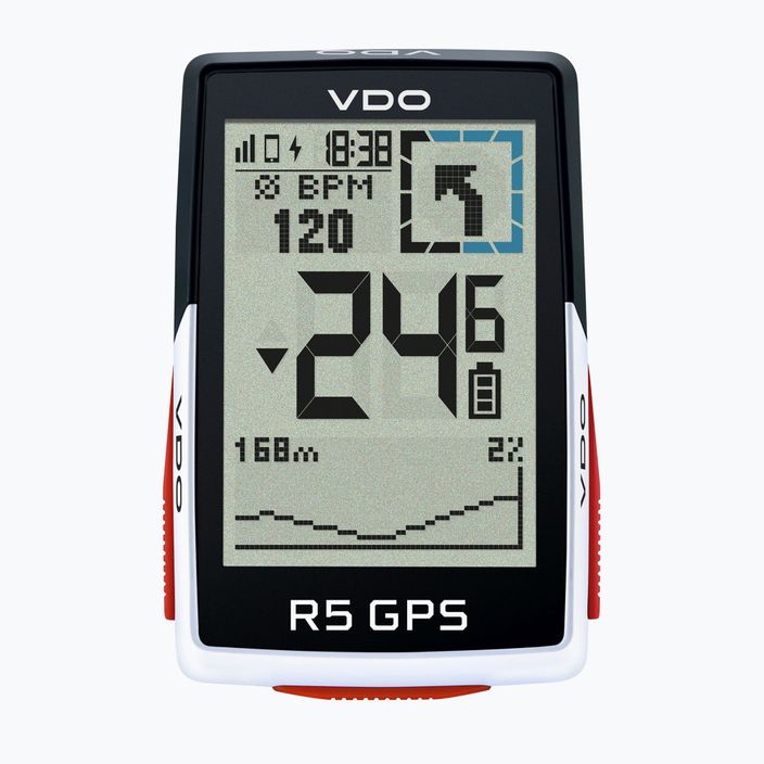 VDO R5 GPS pilnas jutiklių rinkinys dviračių skaitiklis juodai baltas 64052