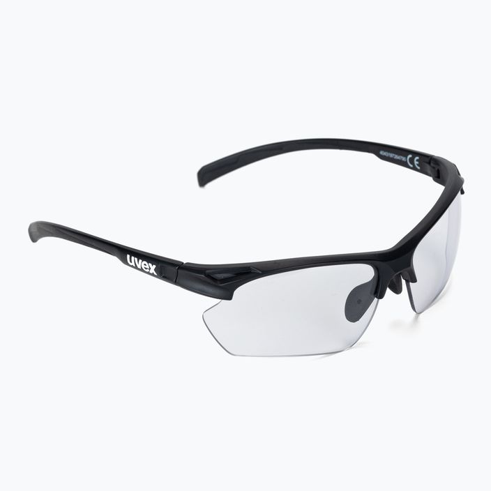 UVEX Sportstyle 802 juodi matiniai/variomatiniai dūminiai dviratininkų akiniai 53/0/894/2201