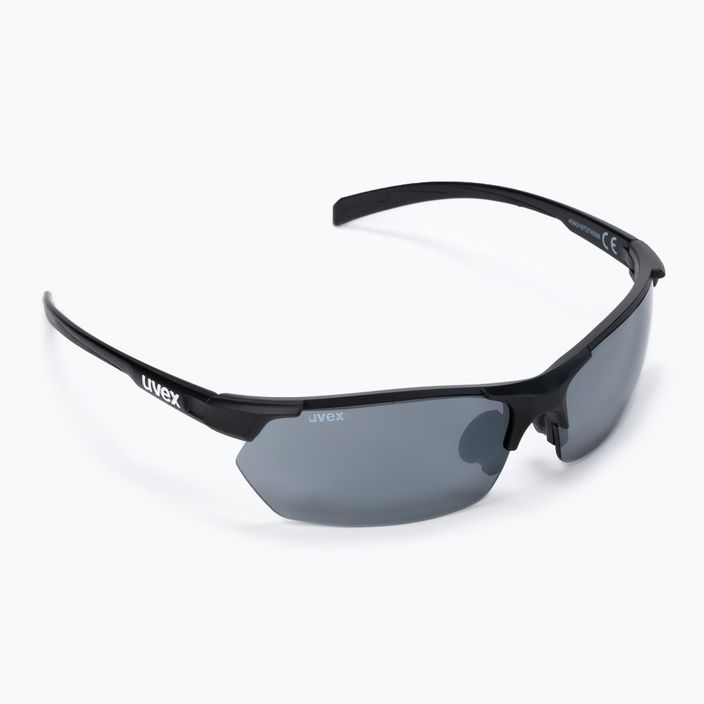 UVEX Sportstyle 114 juodi matiniai/šviesūs sidabriniai/šviesūs oranžiniai/skaidrūs akiniai nuo saulės 53/0/939/2216