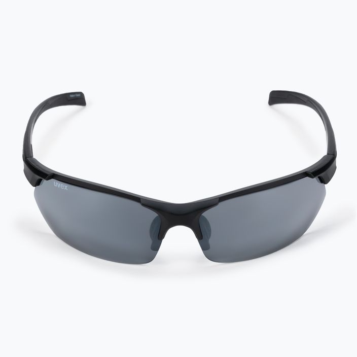 UVEX Sportstyle 114 juodi matiniai/šviesūs sidabriniai/šviesūs oranžiniai/skaidrūs akiniai nuo saulės 53/0/939/2216 2