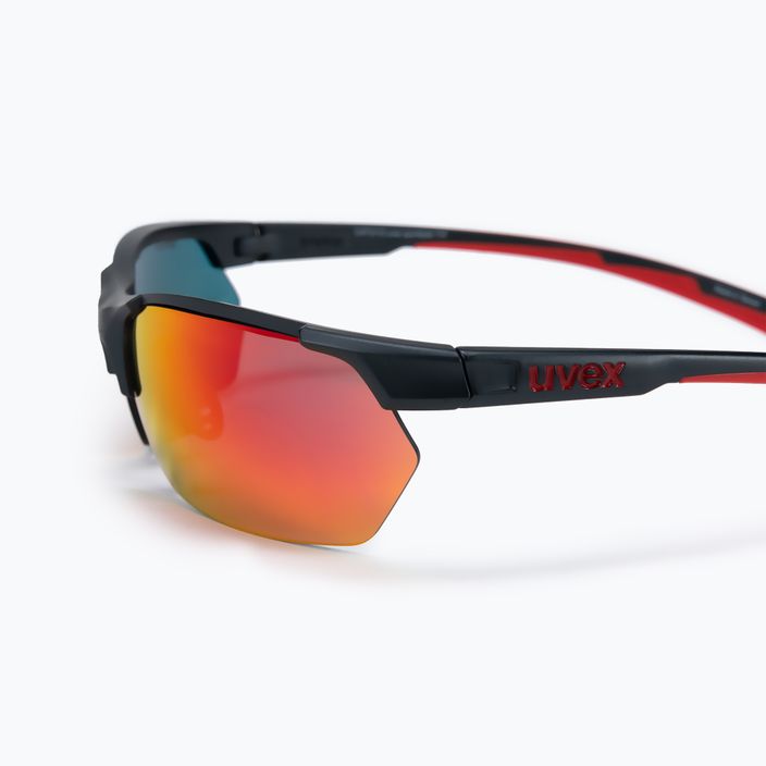 UVEX Sportstyle 114 pilkai raudoni matiniai, veidrodiniai raudoni, veidrodiniai oranžiniai, skaidrūs akiniai nuo saulės 53/0/939/5316 4