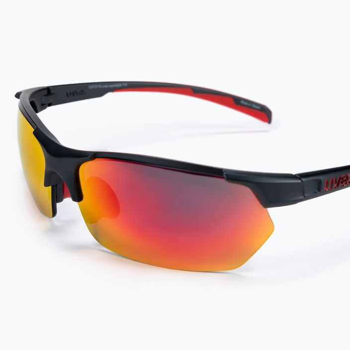 UVEX Sportstyle 114 pilkai raudoni matiniai, veidrodiniai raudoni, veidrodiniai oranžiniai, skaidrūs akiniai nuo saulės 53/0/939/5316 5
