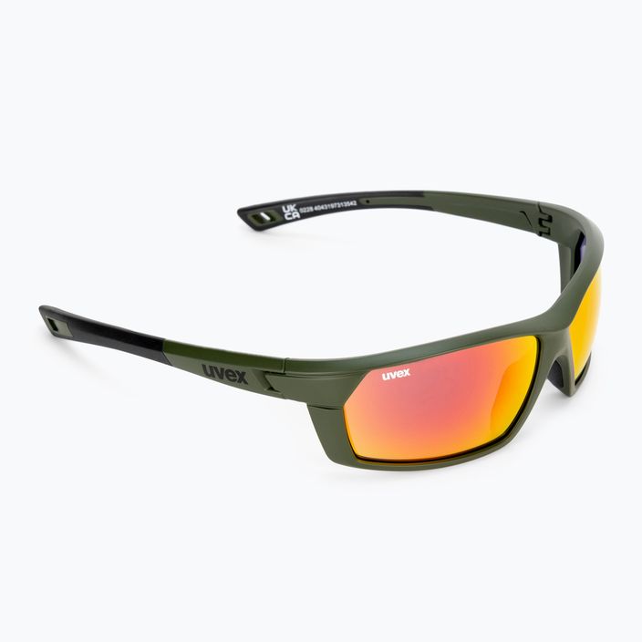 UVEX Sportstyle 225 alyvuogių žalios spalvos matiniai / veidrodiniai sidabriniai akiniai nuo saulės 53/2/025/7716
