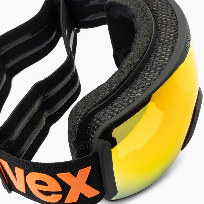 Slidinėjimo akiniai UVEX Downhill 2100 CV juodi matiniai/veidrodiniai oranžiniai colorvision geltoni 55/0/392/24 5