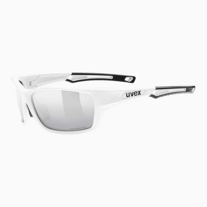 Dviratininko akiniai UVEX Sportstyle 232 P white mat/polavision mirror silver S5330028850 5