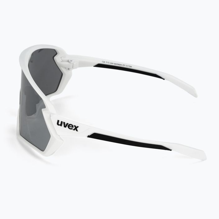 Dviračių akiniai UVEX Sportstyle 231 2.0 Komplektas balti juodi matiniai/veidrodiniai sidabriniai 53/3/027/8216 4