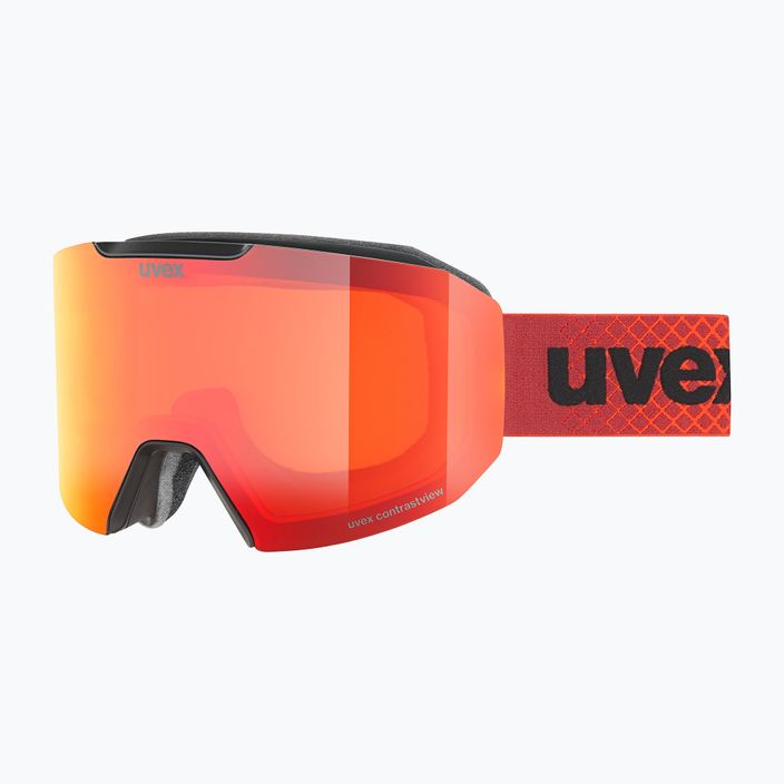 UVEX Evidnt Attract CV S2 slidinėjimo akiniai juodi matiniai / veidrodiniai raudoni / oranžiniai / skaidrūs
