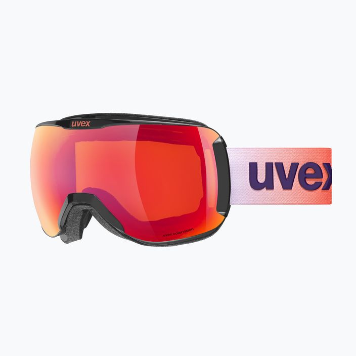 UVEX Downhill 2100 CV S2 slidinėjimo akiniai juodi blizgūs/veidrodiniai raudoni/spalvoti oranžiniai 5
