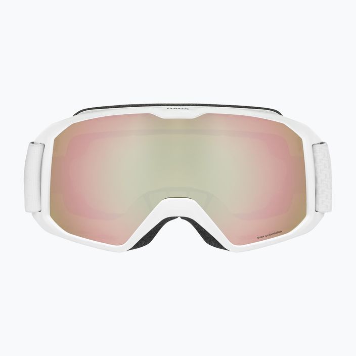 UVEX Xcitd CV S2 slidinėjimo akiniai balti matiniai/morror rose/colorvision green 2