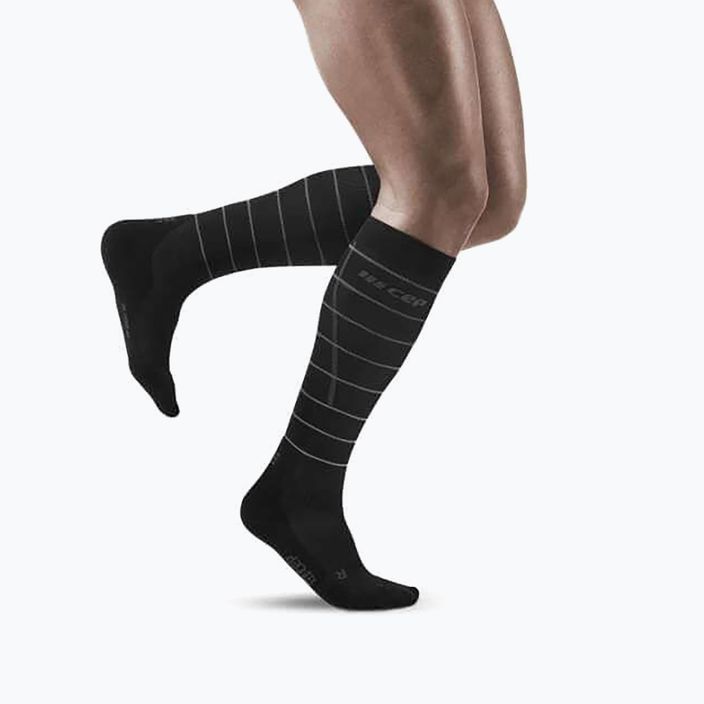 CEP Reflective vyriškos bėgimo kompresinės kojinės juodos WP505Z 5