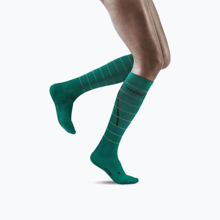 CEP Reflective moteriškos bėgimo kompresinės kojinės žalios WP40GZ 4