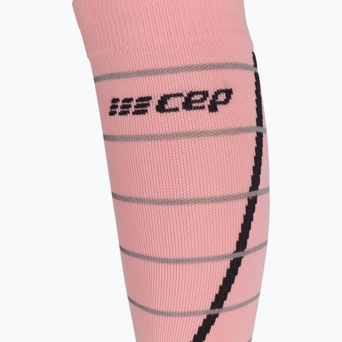 CEP atspindinčios rožinės spalvos moterų kompresinės bėgimo kojinės WP401Z 3